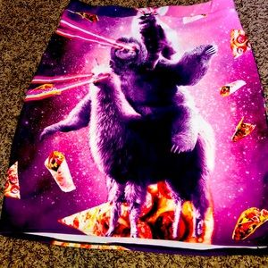 Cosmic Novelty Llama, Sloth, Cat  Stretchy Skirt